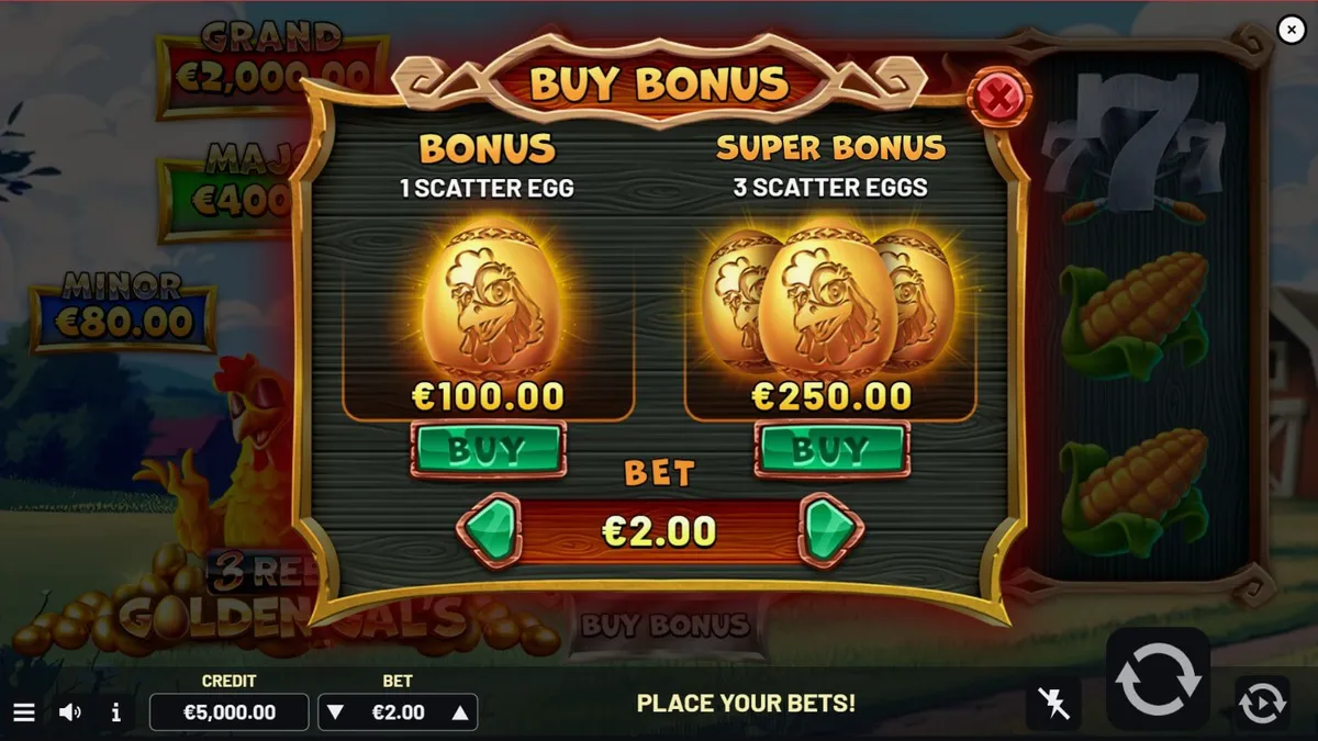 Tampilan antarmuka slot Golden Gal’s 3 Reels dengan tema peternakan yang ceria